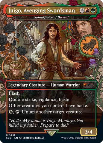 Inigo, Avenging Swordsman - Samut, Voice of Dissent (SLD-1451)  - Secret Lair Drop / Inigo, Avenging Swordsman (Borderless)