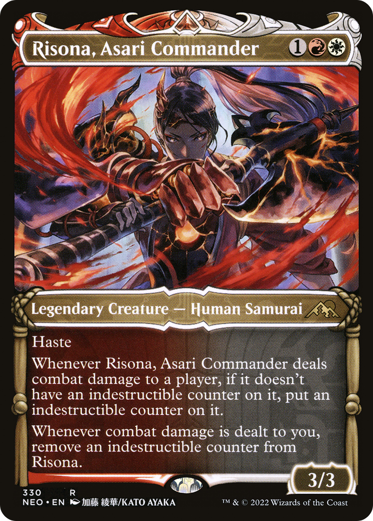 Risona, Asari Commander (Showcase) (NEO-330)  Foil - Kamigawa: Neon Dynasty: (Showcase)