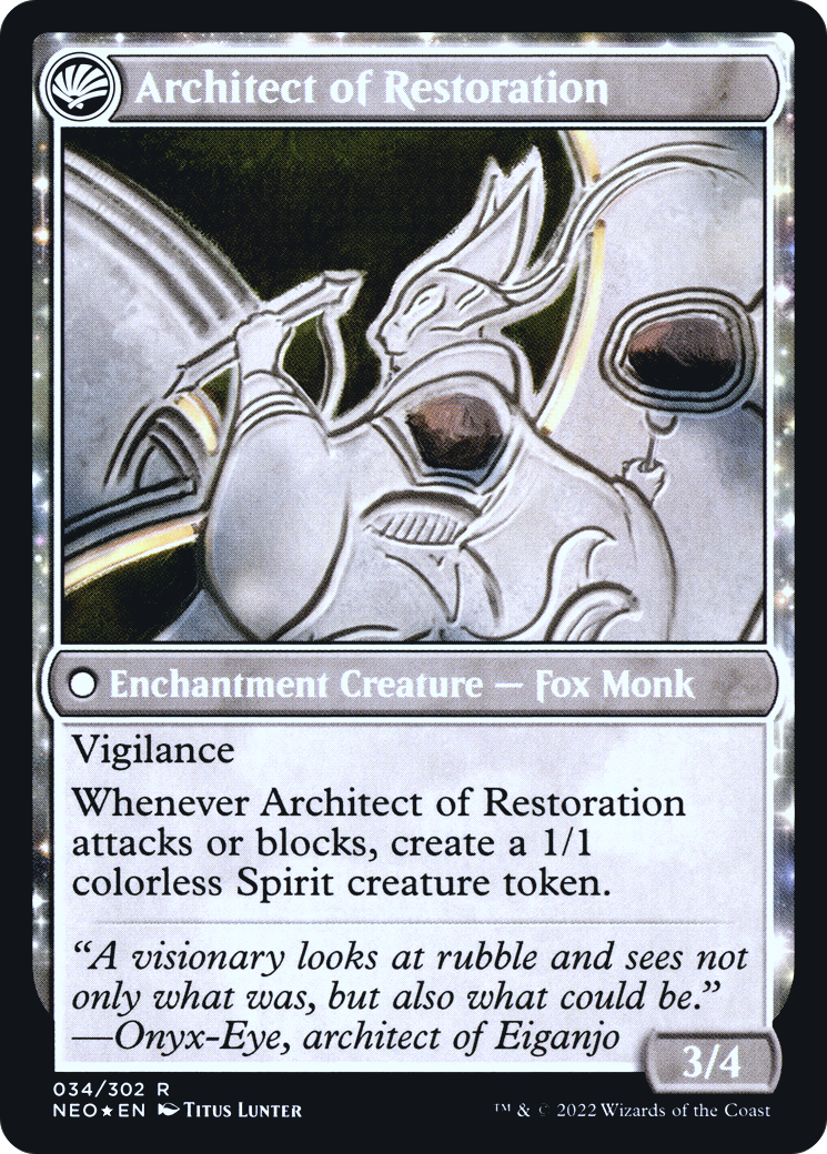 The Restoration of Eiganjo (PRE-34S) - Kamigawa: Neon Dynasty Promos: (fandfc, enchantment) Foil