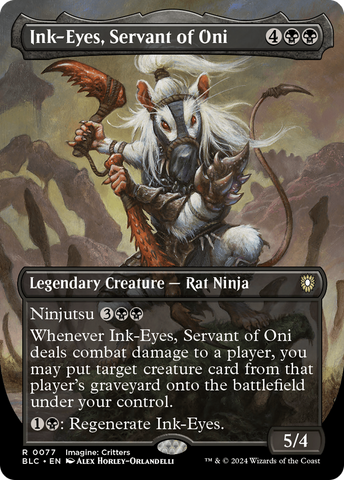 Ink-Eyes, Servant of Oni (Borderless) (BLC-077) - Bloomburrow Commander (Borderless)