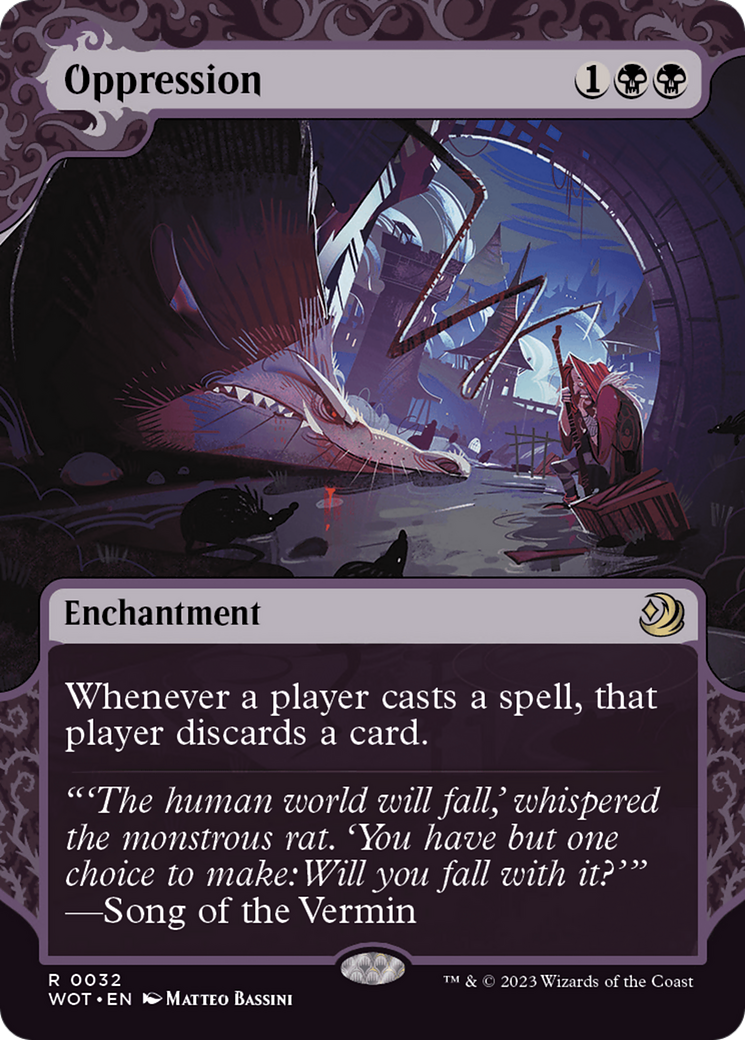 Oppression (WOT-032)  - Wilds of Eldraine: Enchanting Tales: (Showcase) (Borderless)