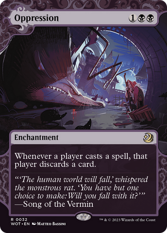 Oppression (WOT-032)  Foil - Wilds of Eldraine: Enchanting Tales: (Showcase) (Borderless)