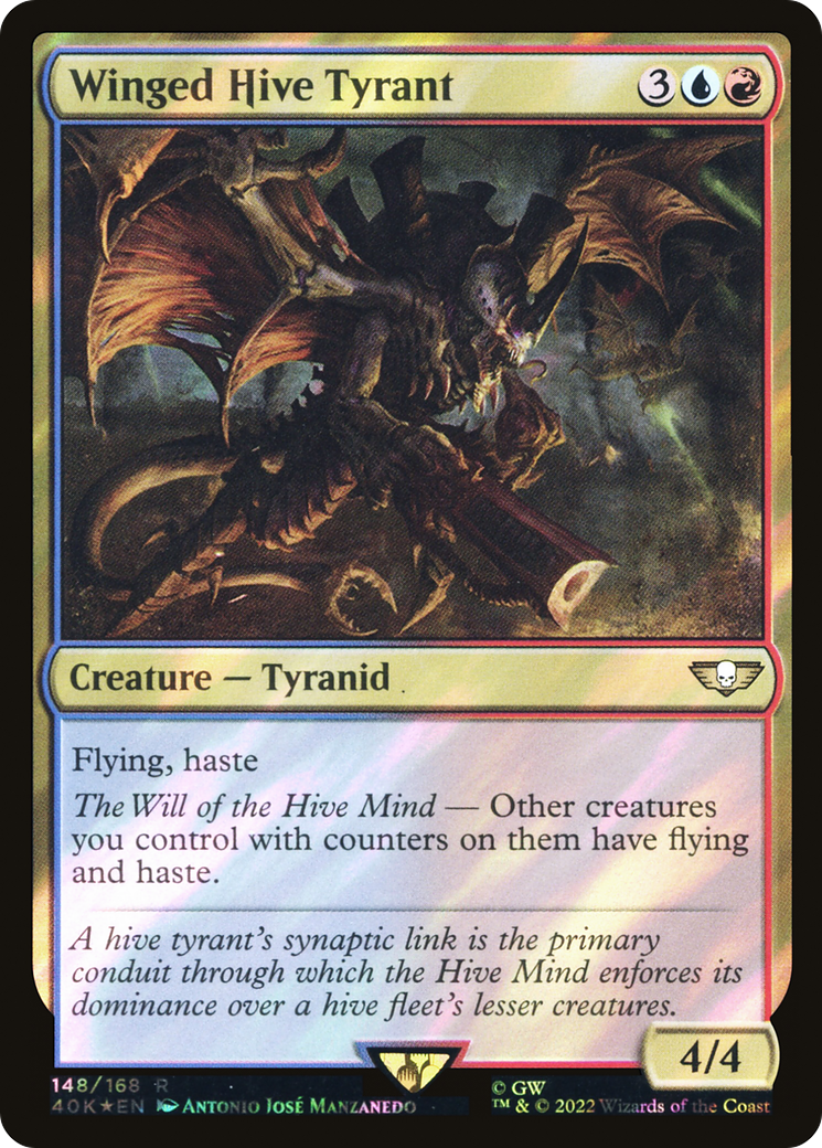 Winged Hive Tyrant (Surge Foil) (40K-148) - Warhammer 40,000 Commander Foil