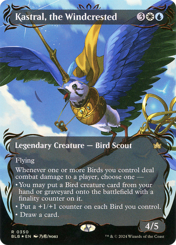 Kastral, the Windcrested (Borderless) (Raised Foil) (BLB-350)  Foil - Bloomburrow: (Showcase)