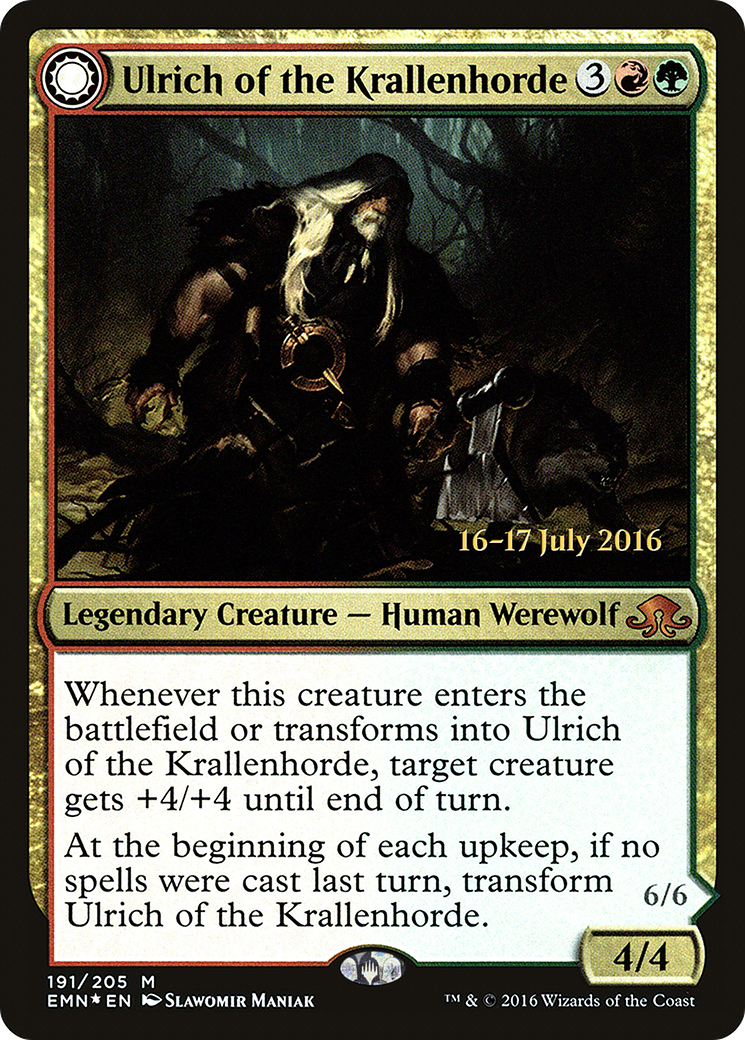 Ulrich of the Krallenhorde (PRE-191)  Foil - Eldritch Moon Promos: (Double Faced Transform)