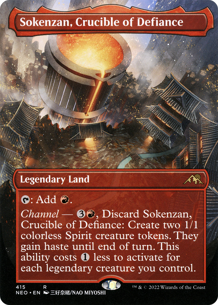 Sokenzan, Crucible of Defiance (Borderless) (NEO-415) - Kamigawa: Neon Dynasty (Borderless)