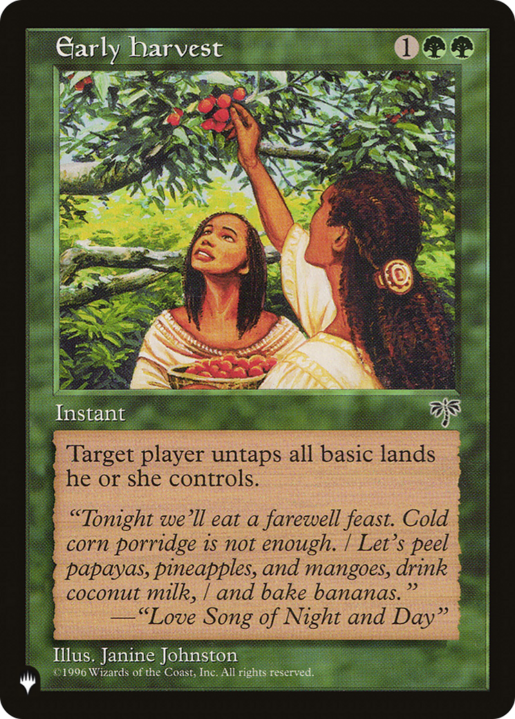 Early Harvest (LIST-)  - The List