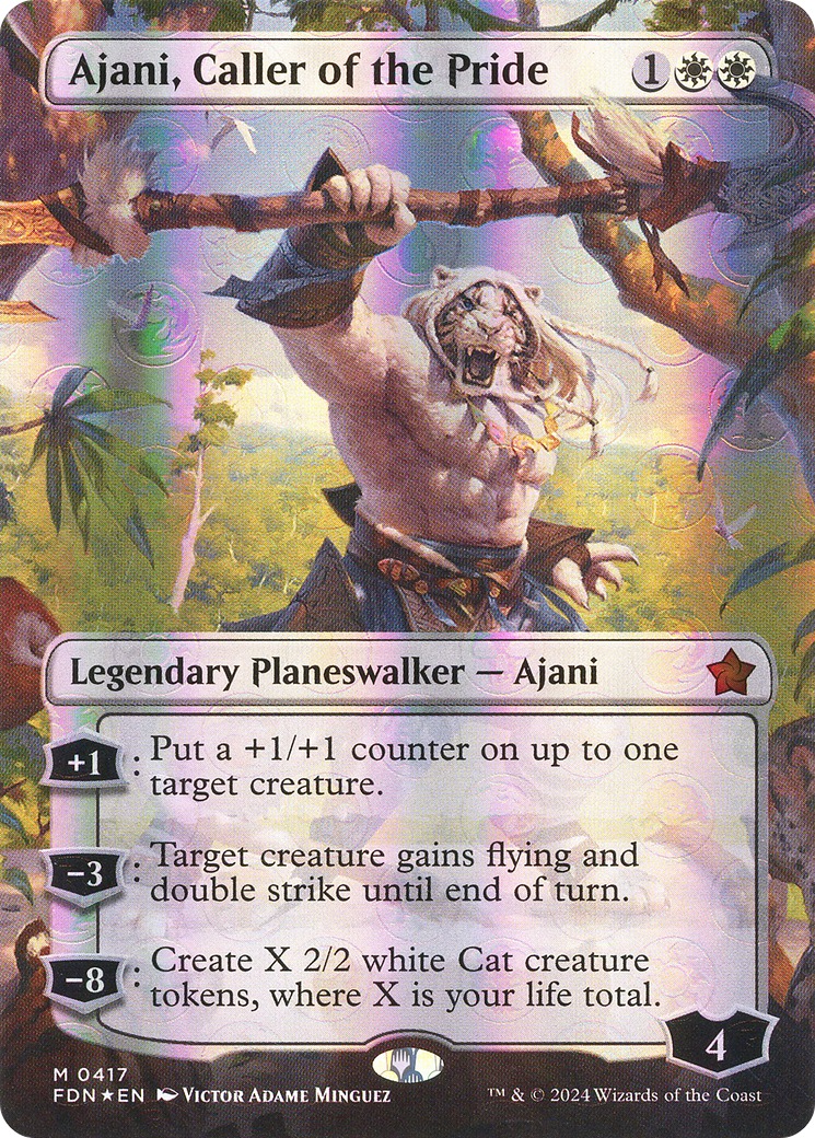 Ajani, Caller of the Pride (Borderless) (Mana Foil) (FDN-417)  Foil - Foundations