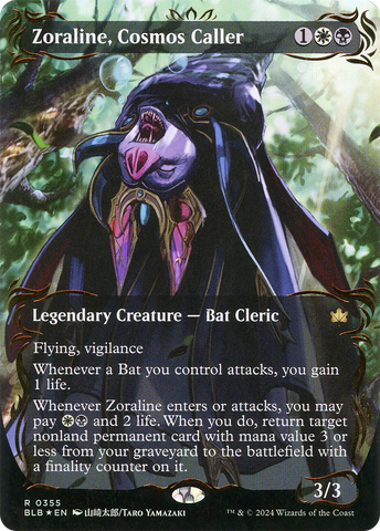 Zoraline, Cosmos Caller (Borderless) (Raised Foil) (BLB-355) - Bloomburrow: (Showcase) (Borderless) Foil
