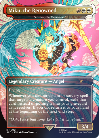 Miku, the Renowned - Feather, the Redeemed (Rainbow Foil) (SLD-1602)  Foil - Secret Lair Drop / Miku, the Renowned (Borderless)