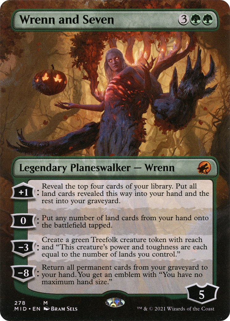 Wrenn and Seven (Borderless) (MID-278)  Foil - Innistrad: Midnight Hunt