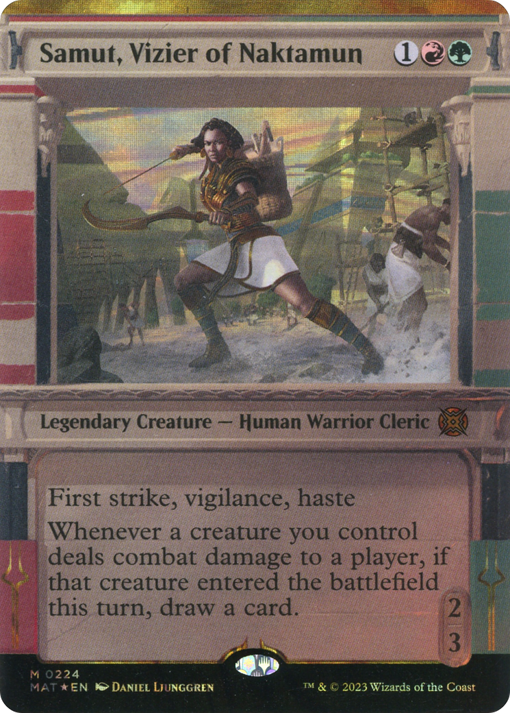 Samut, Vizier of Naktamun (Halo Foil) (MAT-224)  Foil - March of the Machine: The Aftermath: (Showcase) (Borderless)
