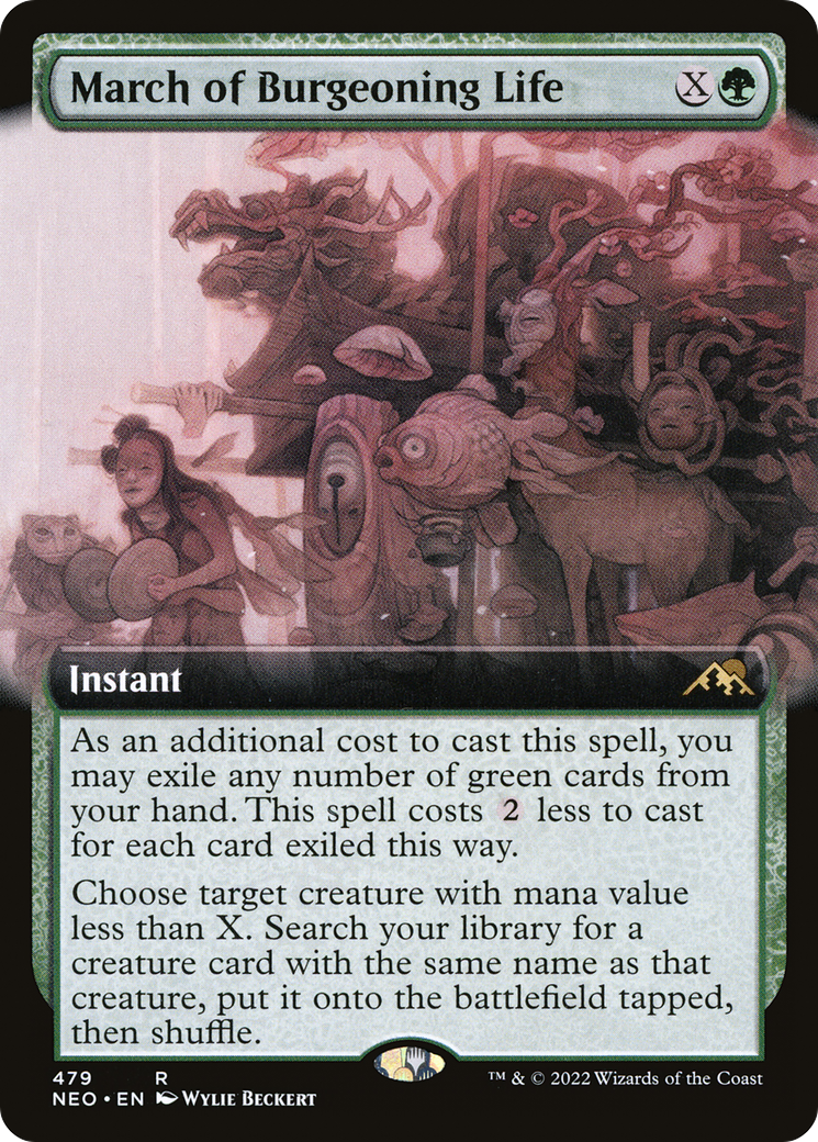 March of Burgeoning Life (Extended Art) (NEO-479)  Foil - Kamigawa: Neon Dynasty: (Extended Art)