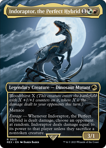 Indoraptor, the Perfect Hybrid (Borderless) (REX-015)  Foil - Jurassic World Collection