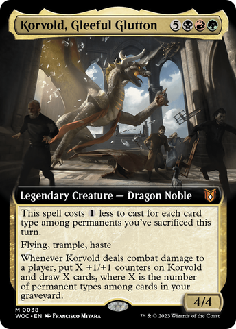 Korvold, Gleeful Glutton (Extended Art) (WOC-038)  Foil - Wilds of Eldraine Commander: (Extended Art)