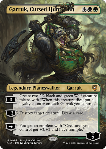 Garruk, Cursed Huntsman (Borderless) (BLC-099)  - Bloomburrow Commander