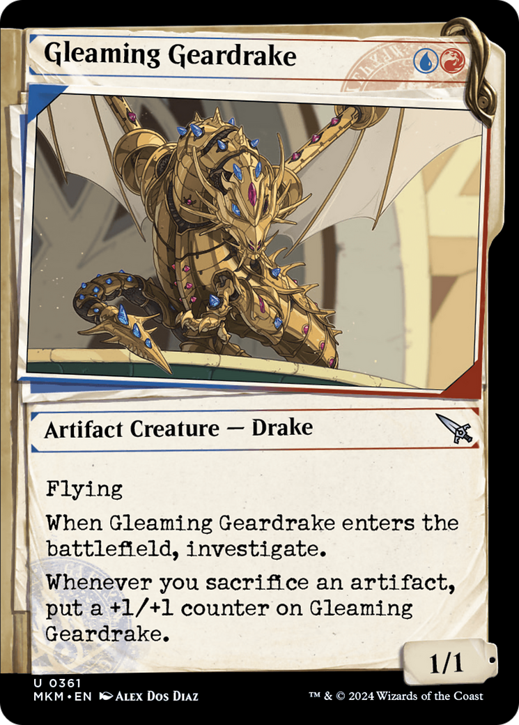 Gleaming Geardrake (Showcase) (MKM-361)  Foil - Murders at Karlov Manor: (Showcase)