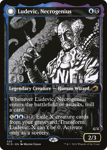 Ludevic, Necrogenius (Showcase) (MID-320)  - Innistrad: Midnight Hunt: (Showcase, Double Faced Transform)