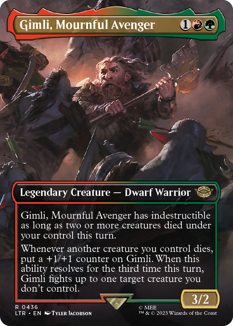 Gimli, Mournful Avenger (Borderless) (LTR-436)  Foil - The Lord of the Rings: Tales of Middle-earth