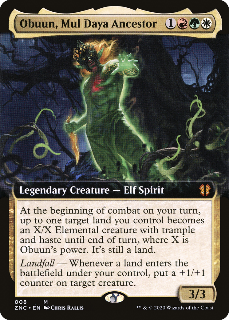 Obuun, Mul Daya Ancestor (Extended Art) (ZNC-008)  - Zendikar Rising Commander: (Extended Art)