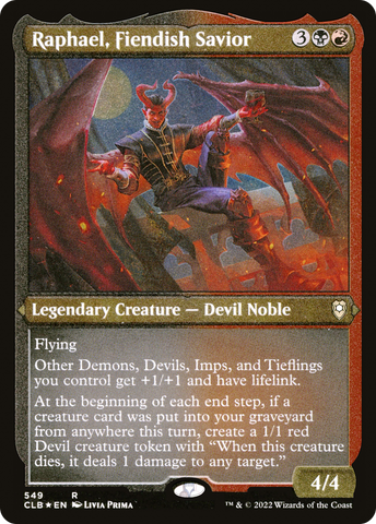 Raphael, Fiendish Savior (CLB-549)  Etched Foil - Commander Legends: Battle for Baldur's Gate