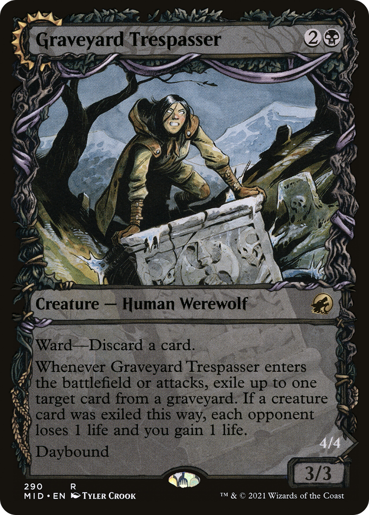 Graveyard Trespasser (Showcase) (MID-290)  Foil - Innistrad: Midnight Hunt: (Showcase, Double Faced Transform)