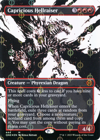 Capricious Hellraiser (Showcase) (Step-and-Compleat Foil) (ONE-444)  Foil - Phyrexia: All Will Be One: (Showcase) (Borderless)
