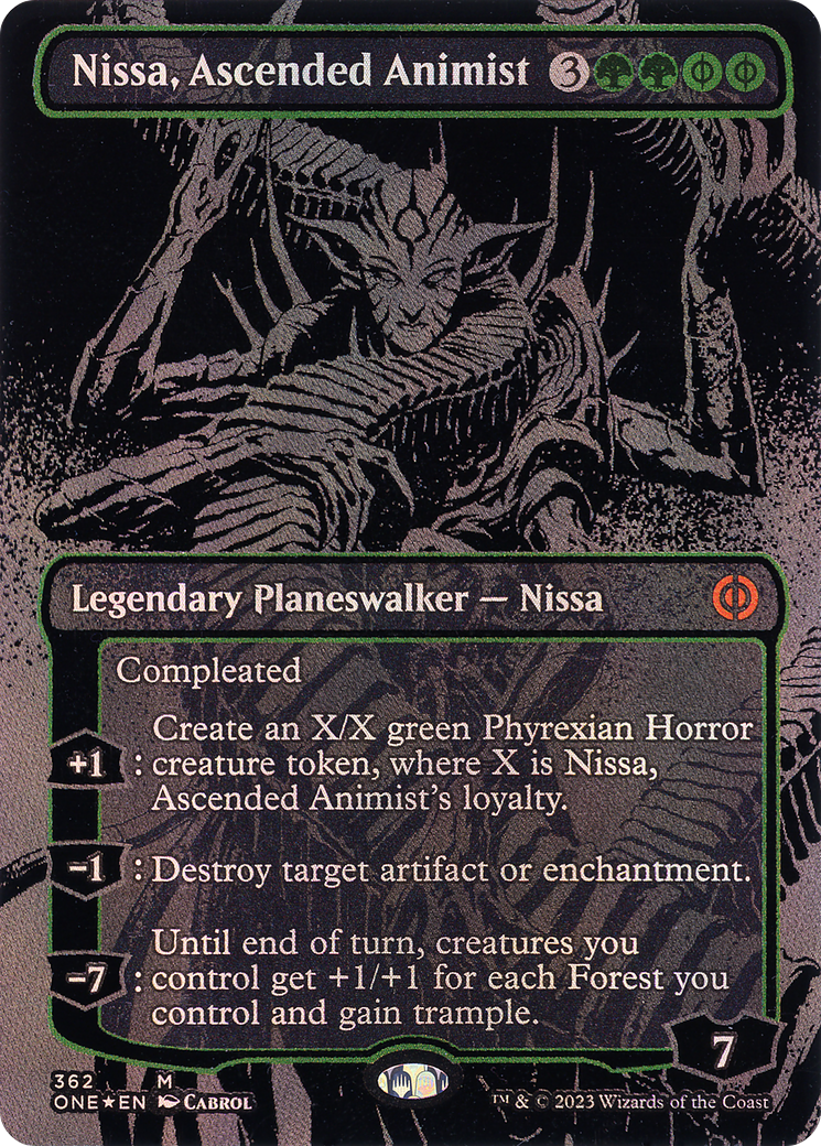 Nissa, Ascended Animist (Oil Slick Raised Foil) (ONE-362)  Foil - Phyrexia: All Will Be One (Borderless)
