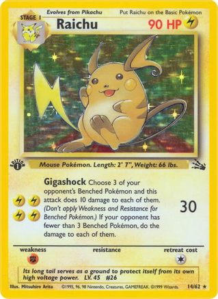 Raichu (14) 014/62  - Unlimited Holofoil Fossil - Holo Rare