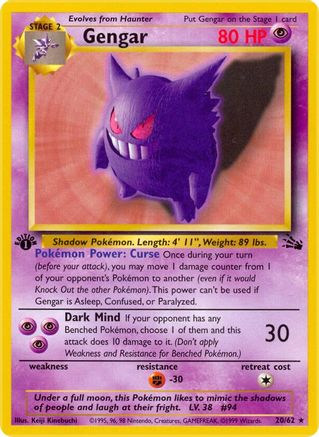 Gengar (20) 020/62  - Unlimited Fossil - Rare