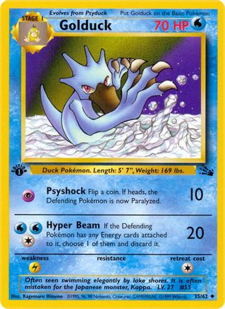 Golduck 035/62  - 1st Edition Fossil - Uncommon
