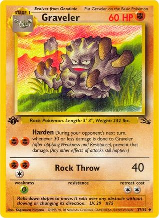 Graveler 037/62  - 1st Edition Fossil - Uncommon