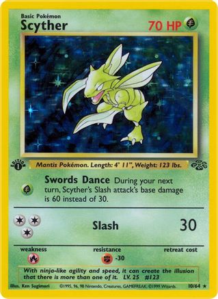 Scyther (10) 010/64  - 1st Edition Holofoil Jungle - Holo Rare