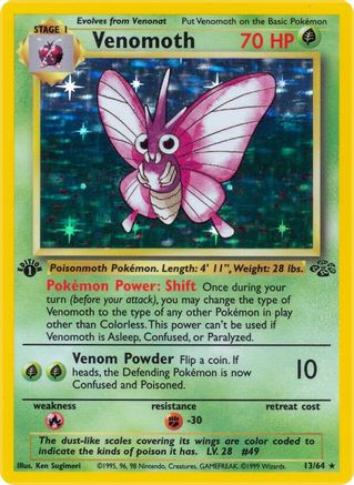 Venomoth (13) 013/64  - 1st Edition Holofoil Jungle - Holo Rare