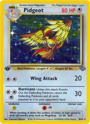 Pidgeot (8) 008/64  - 1st Edition Holofoil Jungle - Holo Rare