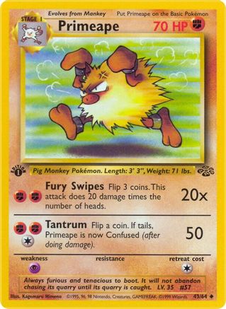 Primeape 043/64  - 1st Edition Jungle - Uncommon