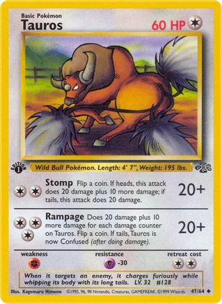 Tauros 047/64  - 1st Edition Jungle - Uncommon