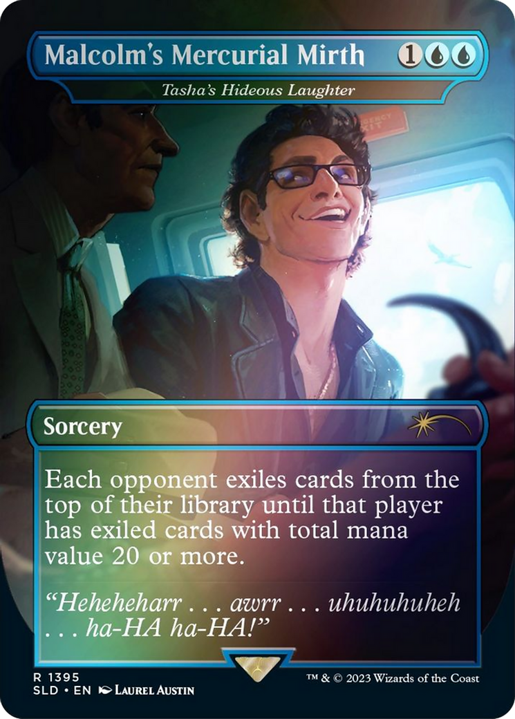 Malcolm's Mercurial Mirth - Tasha's Hideous Laughter (Rainbow Foil) (SLD-1395★) - Secret Lair Drop / Malcolm's Mercurial Mirth (Borderless) Foil