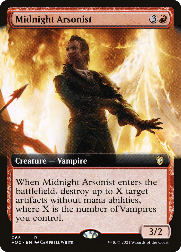 Midnight Arsonist (Extended Art) (VOC-065)  - Crimson Vow Commander: (Extended Art)