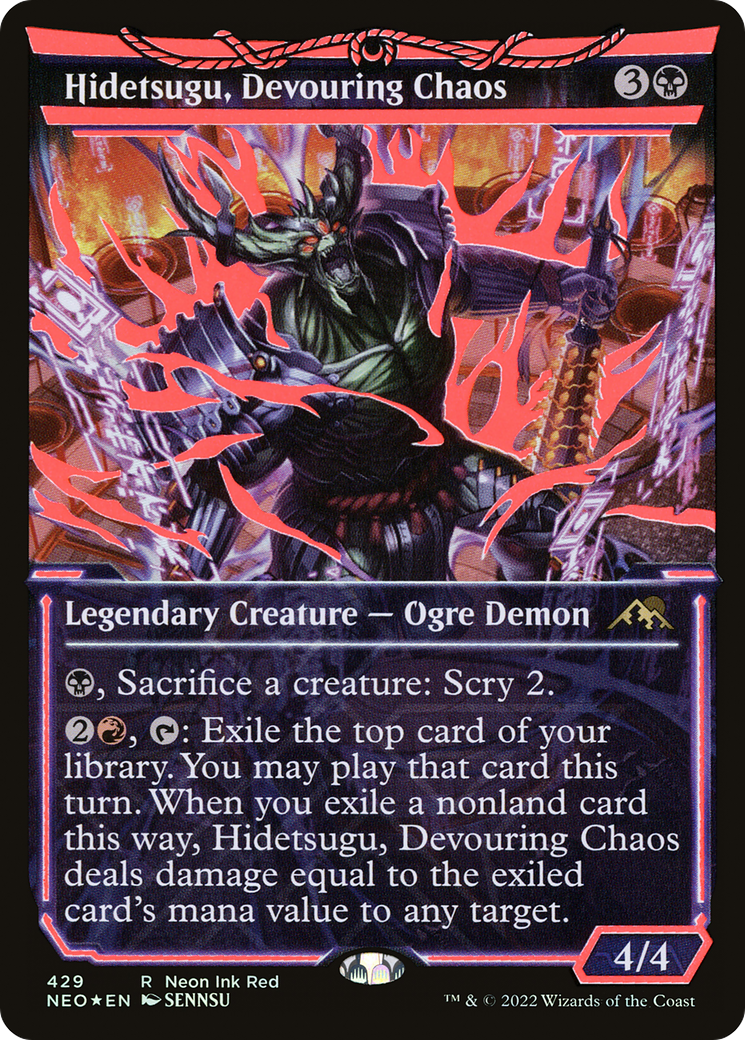 Hidetsugu, Devouring Chaos (Neon Red) (NEO-429)  Foil - Kamigawa: Neon Dynasty: (Showcase)