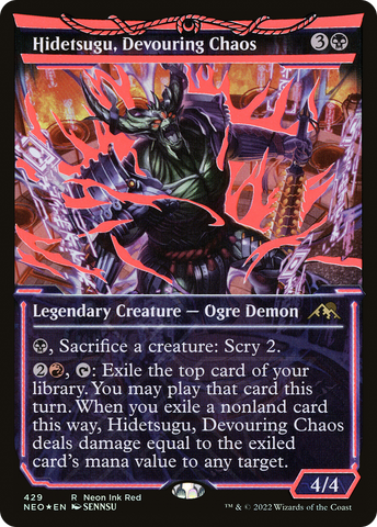 Hidetsugu, Devouring Chaos (Neon Red) (NEO-429)  Foil - Kamigawa: Neon Dynasty: (Showcase)