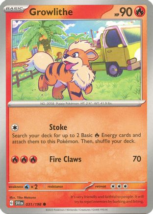 Growlithe 031/198 - Reverse Holofoil SV01 Scarlet & Violet Base Set