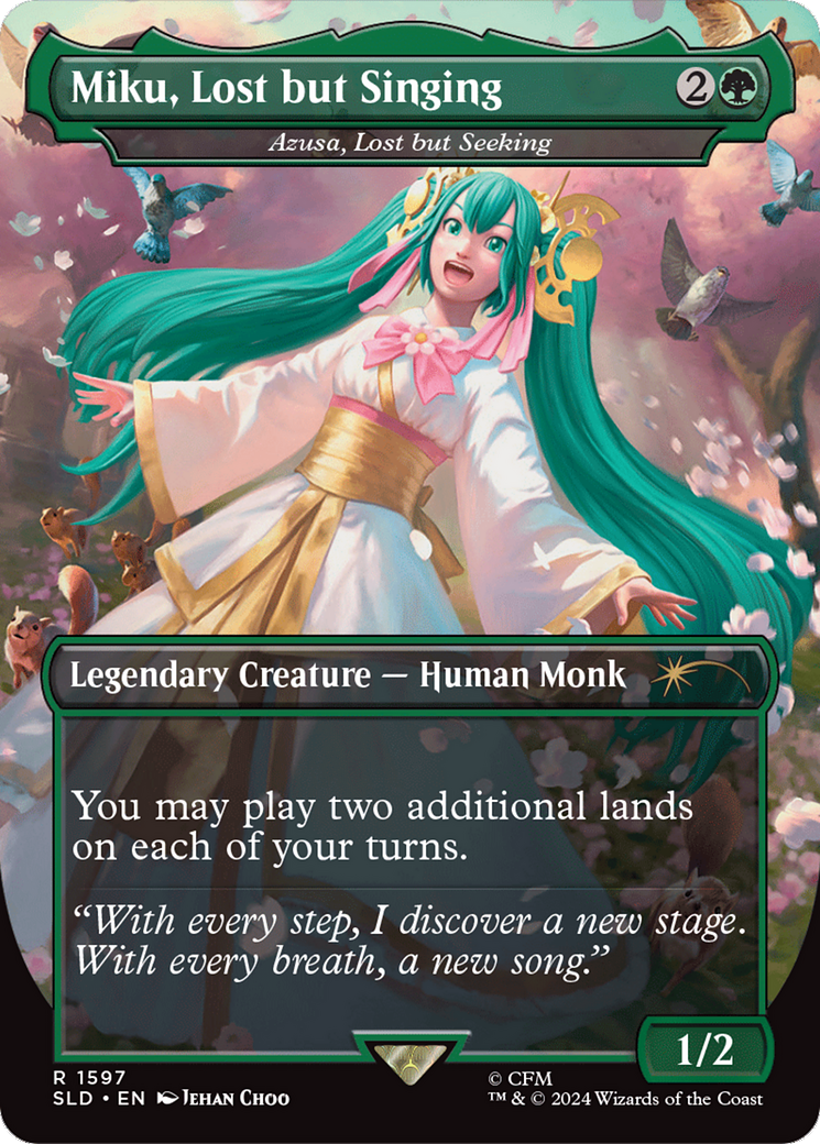 Miku, Lost but Singing - Azusa, Lost but Seeking (SLD-1597)  - Secret Lair Drop / Miku, Lost but Singing (Borderless)
