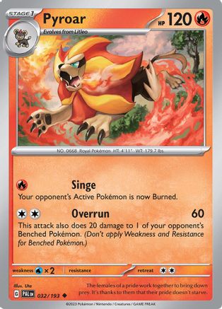 Pyroar 032/193 - Reverse Holofoil SV02 Paldea Evolved
