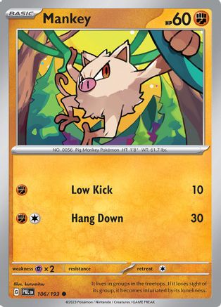 Mankey 106 - Reverse Holofoil SV02 Paldea Evolved