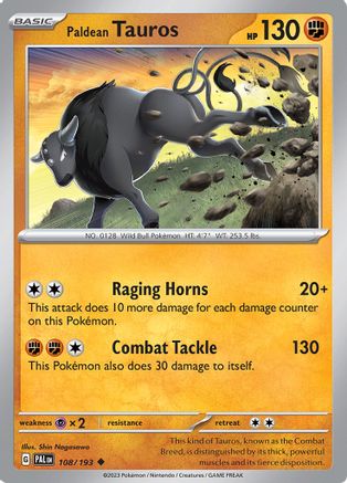 Paldean Tauros 108/193 - Reverse Holofoil SV02 Paldea Evolved