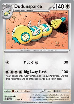 Dudunsparce 157 - Reverse Holofoil SV02 Paldea Evolved