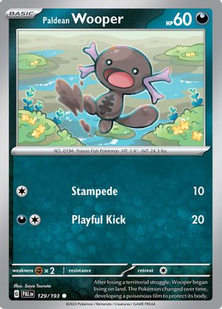 Paldean Wooper 129/193  - Reverse Holofoil SV02 Paldea Evolved - Common