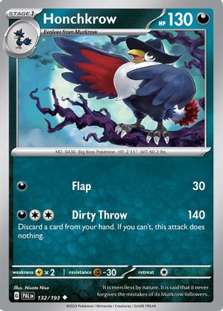 Honchkrow 132/193 - Reverse Holofoil SV02 Paldea Evolved