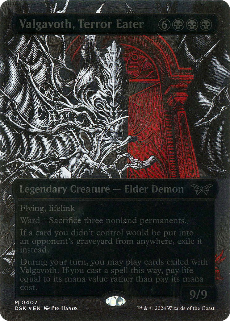 Valgavoth, Terror Eater (Showcase) (Textured Foil) (DSK-407)  Foil - Duskmourn: House of Horror: (Showcase) (Borderless)